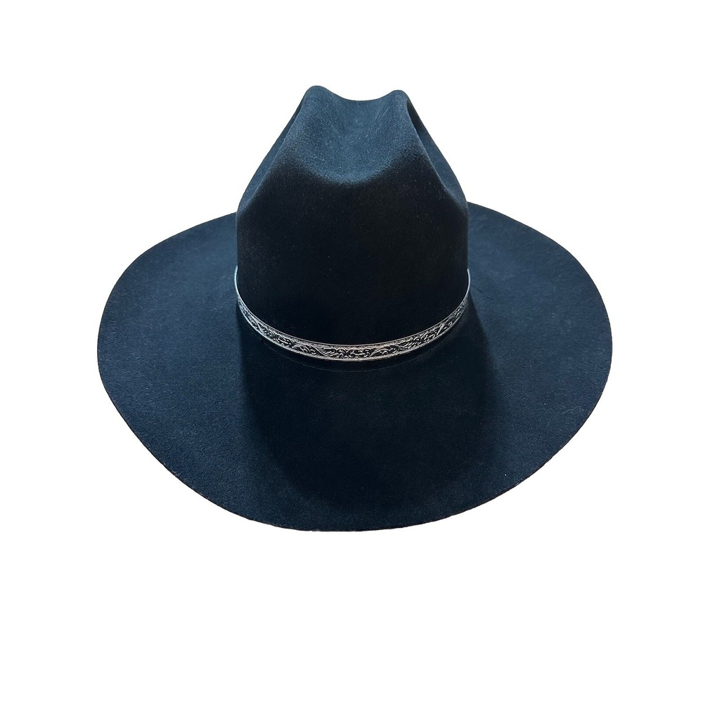Vtg American Hat Co. Maxi Felt Wool Black Cowboy Hat Size 7 Long oval Western